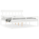 Senior Bed without Mattress White 200x200 cm Solid Wood 3195437