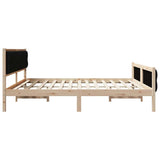 Bed Frame with Headboard Black 200 x 200 cm Solid Pine Wood 3394270