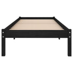 810011 Bed Frame without Mattress Black Solid Wood 100x200 cm