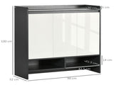 High Gloss Shoe Cabinet with White Doors and Open Shelves, Hallway Shoe Cupboard Storage Organizer T3398P378001