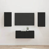 TV Cabinet Set Wall-mounted 2 pcs Black Engineered Wood 3408962