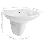 Wall-mounted Basin Ceramic White 690x520x210 mm 143009