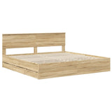 Bed Frame with Drawer Sonoma Oak 200 x 200 cm Engineer Wood 3410674