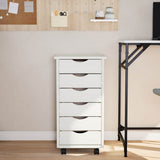 Rolling Cabinet with Drawers MOSS White Solid Wood Pine 355889