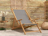 Beach Chair Light Grey Solid Teak Wood 42032667