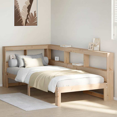 Bookcase Bed without Mattress 75x190 cm Small Single Solid Wood Pine 3324406