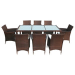 ZNTS 9 Piece Outdoor Dining Set with Cushions Poly Rattan Brown 43125