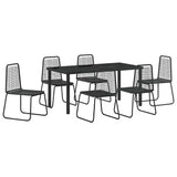 Garden Dining Set 7 pcs Black Powder-Coated Steel 3379391