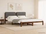 Bed Frame with Upholstered Headboard Dark Brown and Light Grey 904076