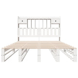 Bookcase Bed without Mattress White 150x200 cm King Size Solid Wood Pine 3323963