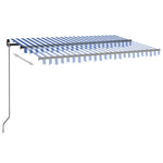 ZNTS Manual Retractable Awning 450x350 cm Blue and White 3069196