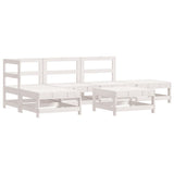 6 Piece Garden Lounge Set White Solid Wood Pine 3186313