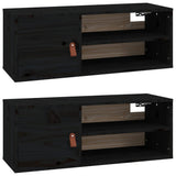 Wall Cabinets 2 pcs Black 80x30x30 cm Solid Wood Pine 818394