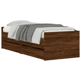Bed Frame Brown oak Engineered wood, Plywood Single Bed Frame 3207356