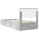 Bed Frame with Shelf Concrete Grey 90 x 200 cm Engineered Wood 3408413