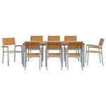Garden Dining Set 9 pcs Grey and brown 200 x 90 x 75 cm 3284428