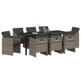 Garden Dining Set 9 pcs Grey Poly Rattan 3380600