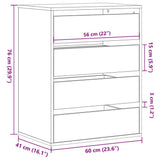 Corner Chest of Drawers White 60x41x76 cm Engineered Wood 852870