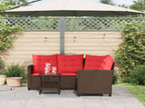 Outdoor Sofa Set with Cushion 2 pcs Brown and Red Poly Rattan 4103878