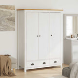 3-Door Wardrobe Hill White 127x50x170 cm Solid Pine Wood 288954