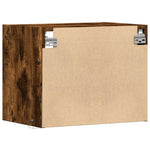 ZNTS Wall-mounted Bedside Cabinet with LED Lights Smoked Oak 852069