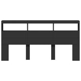 Headboard Cabinet with LED Black 200x17x102 cm 839218