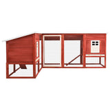 Outdoor Rabbit Hutch with Run Red and White Solid Fir Wood 170875