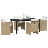 Garden Dining Set with Cushion 5 pcs Beige Poly Rattan 3379958