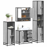 ZNTS 4 Piece Bathroom Furniture Set Grey Sonoma Engineered Wood 3301228