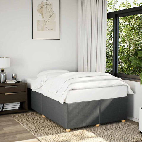 ZNTS Bed Frame without Mattress Dark Grey Double Fabric 3284766