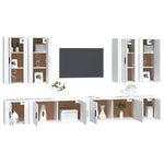 8 Piece TV Cabinet Set White Engineered Wood 3188702