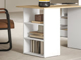 Computer Desk, Writing Table, PC Workstation with 3 Storage Shelves and Drawers, Silver Handle, for T3398P378019