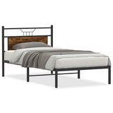 Bed Frame without Mattress Smoked Oak 107x203 cm Engineered Wood 4106739