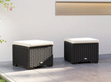 Set of 2 Rattan Storage Ottoman, Outdoor Footstool with Removable Cushions, Garden Storage Seat for T3398P323784