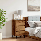 Bed Cabinet with Metal Legs Old Wood 40x35x69 cm 856424
