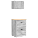 ZNTS Garage Cabinets 2 pcs Grey Sonoma Engineered Wood 3328337