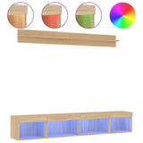 5 Piece TV Wall Units with LED Sonoma Oak Engineered Wood 3216684