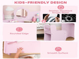 Kids Dressing Table with Mirror, Stool, Kids Vanity Table with Shelves, for Ages 3-8 Years, Purple T3398P422154