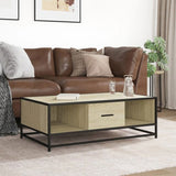 Coffee Table Sonoma Oak 100x57x35 cm Engineered Wood and Metal 848760