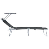 Sun Lounger Folding 2 pcs Black 58 x 188 x 77cm Polyester 42003060