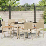 Garden Dining Set 7 pcs Beige Poly Rattan 3365395