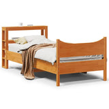 Bed Frame with Headboard Wax Brown 75x190 cm Small Single Solid Wood Pine 3306329