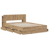 Bed Frame with Storage and Headboard Artisan Oak 120 x 200 cm 3445802