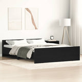 Bed Frame without Mattress Black Oak 140x200 cm Engineered Wood 3329319