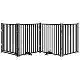 Dog Gate with Door Foldable 4 Panels Black 320 cm Solid Wood Fir 352291