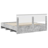 Bed Frame Concrete Grey 200 x 200 cm Engineered Wood 3408819