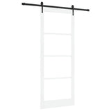 Sliding Door White 93 x 232 cm Solid Pine Wood and Glass 3332348