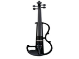 Full Size 4/4 Bunnel Edge Electric Silent Violin with Case Bow Rosin Headphone Connecting Line Black 54112168