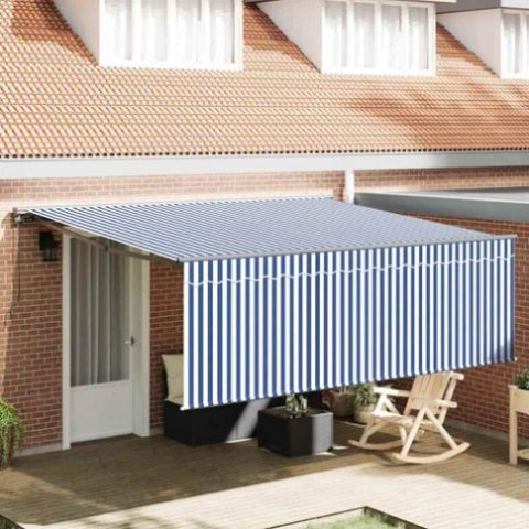 Retractable Awning Manual Blue and anthracite 400 x 300 cm 3330487