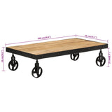 Coffee Table with Wheels Solid Mango Wood 100x55x26 cm 371683